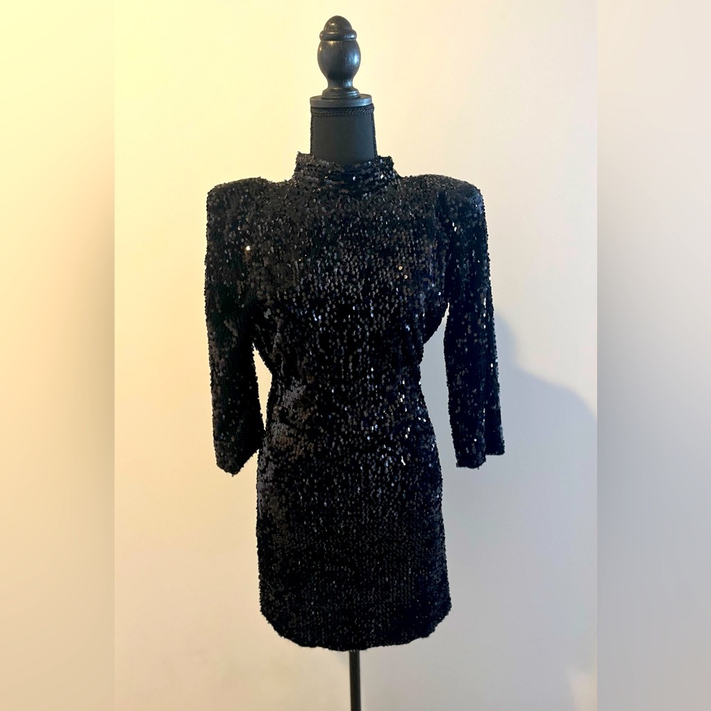 Zara Black Sequin Backless Dress